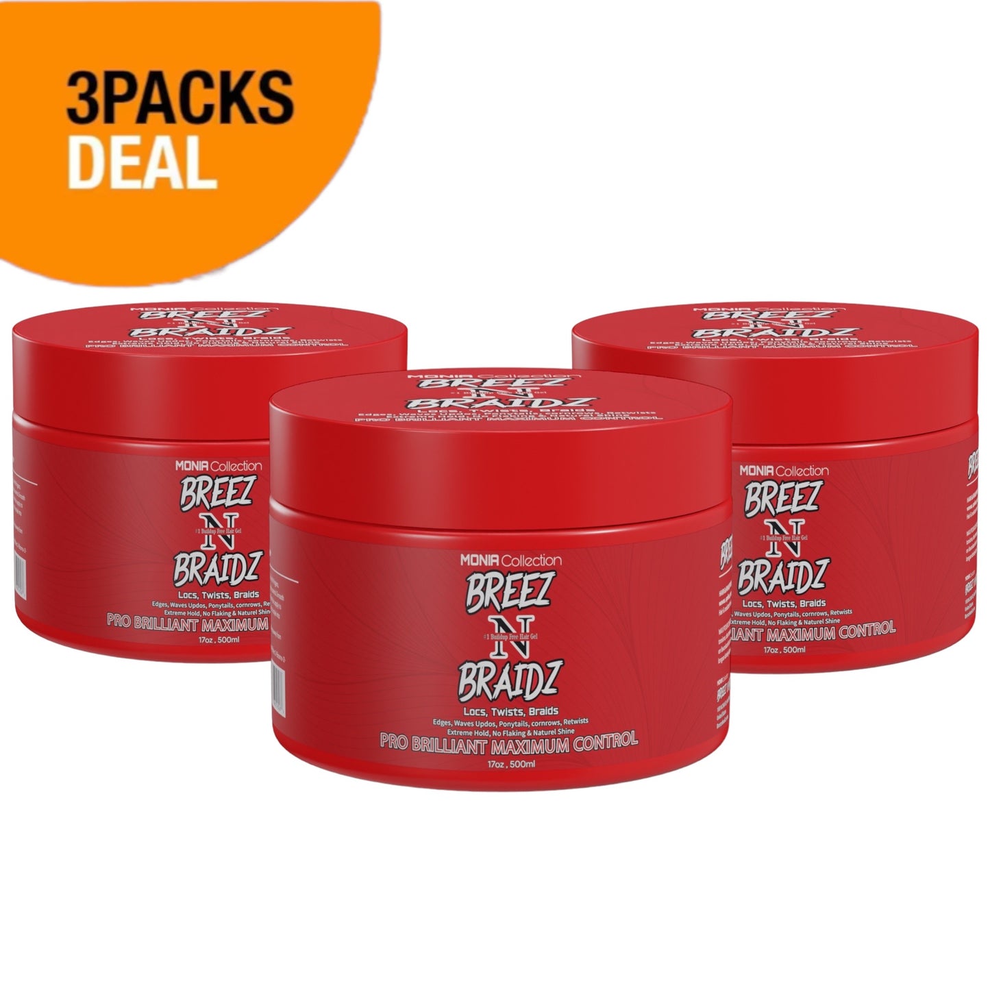 3 jars deal, BREEZ N BRAIDZ RED JAR 17oz